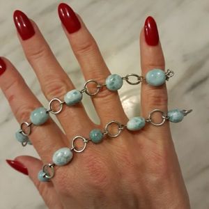 Authentic Dominican Larimar Sterling Silver Bracelet